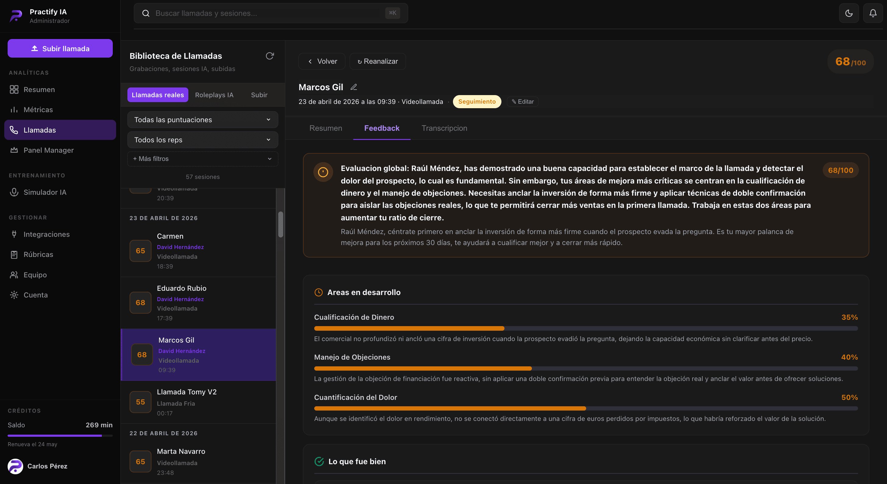 Feedback detallado